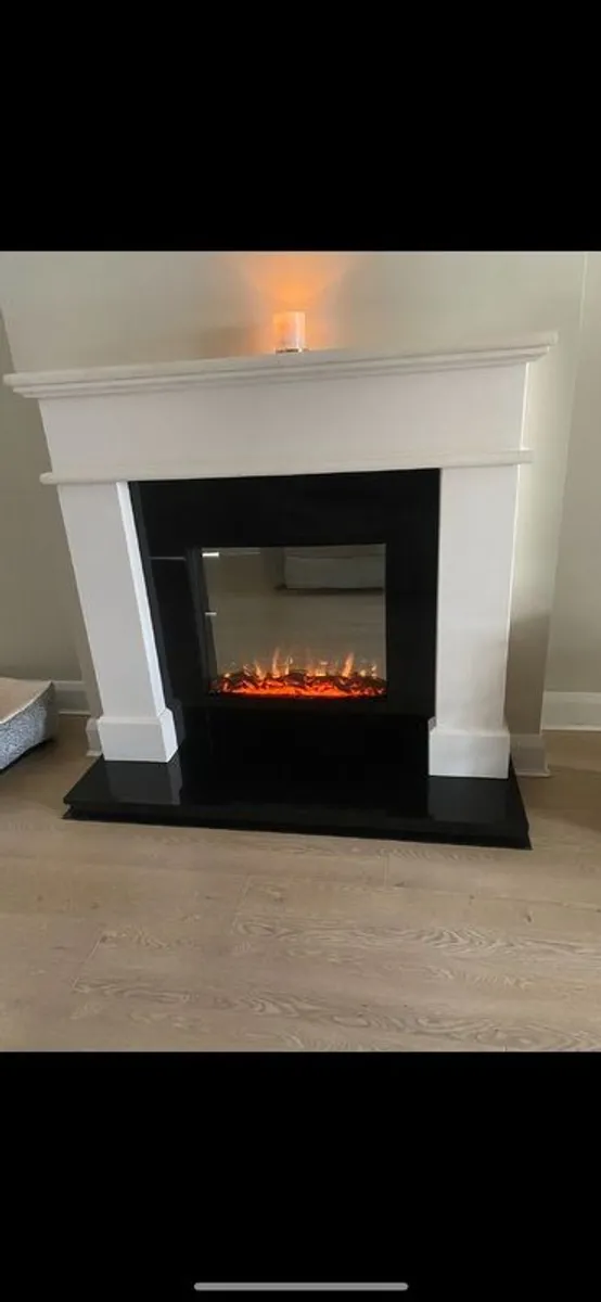 Electric Fireplace & Black Marble inset and hearth - Image 1