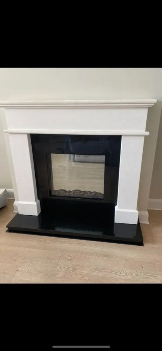 Electric Fireplace & Black Marble inset and hearth - Image 2
