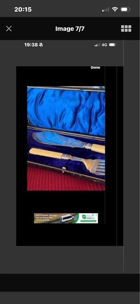 Antique Bone  Handle Fish  Serving Set - Image 1
