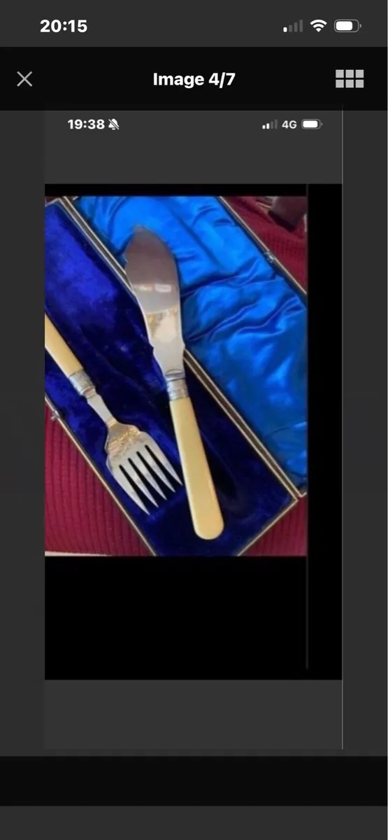Antique Bone  Handle Fish  Serving Set - Image 3