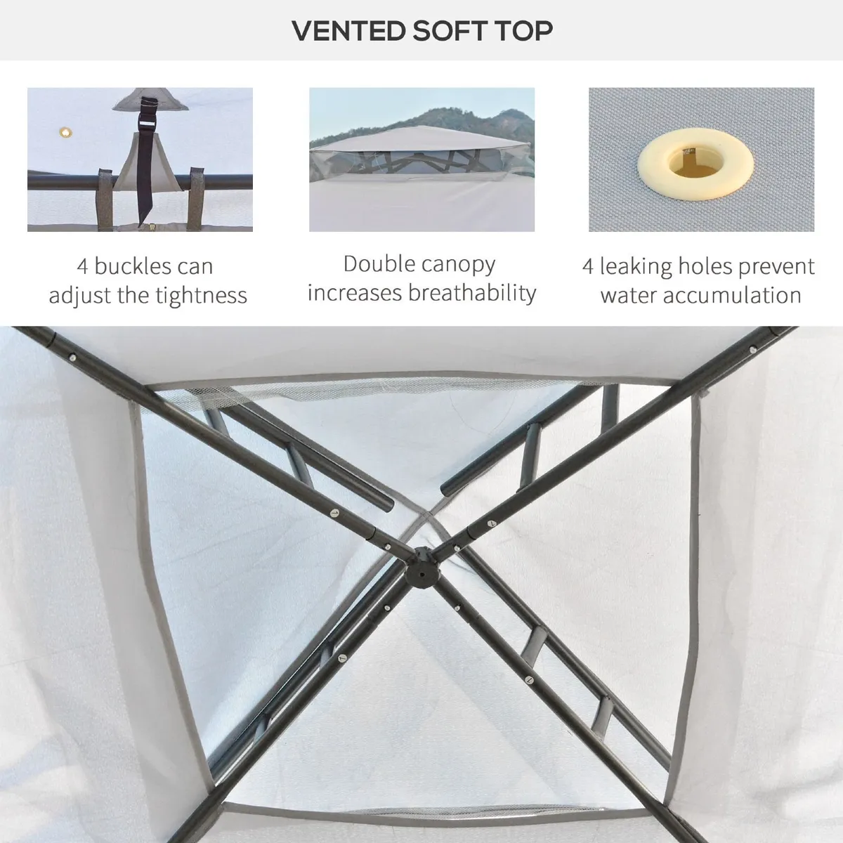 3 x 3 Meter Metal Gazebo Garden Outdoor 2-tier Roo - Image 4