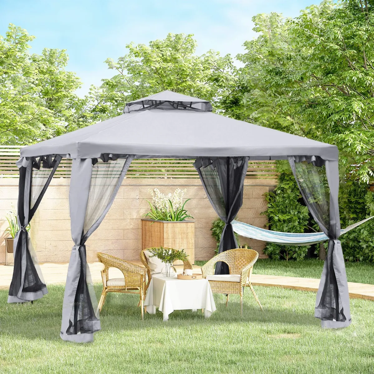 3 x 3 Meter Metal Gazebo Garden Outdoor 2-tier Roo - Image 1