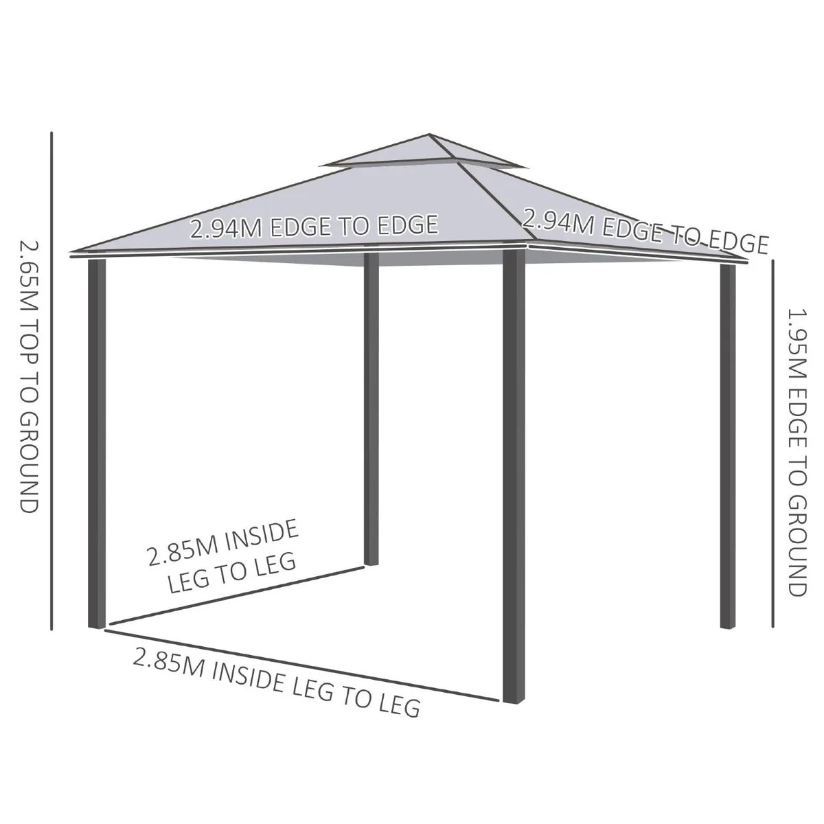 3 x 3 Meter Metal Gazebo Garden Outdoor 2-tier Roo - Image 2