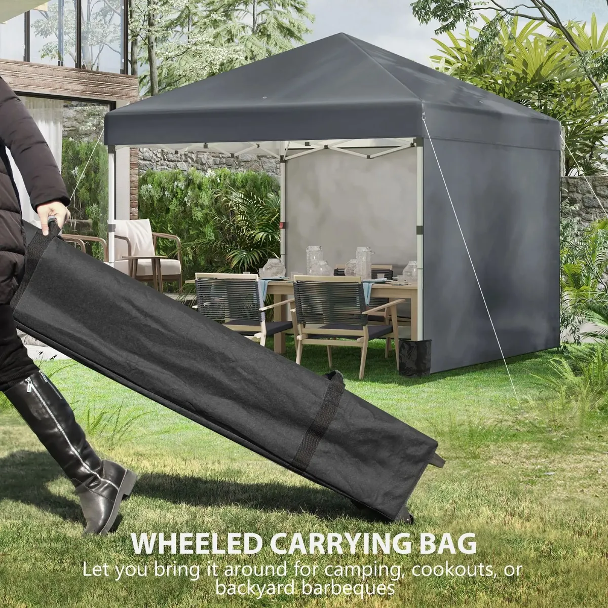 3x3 Pop Up Gazebo with Sidewalls Adjustable Garden - Image 4