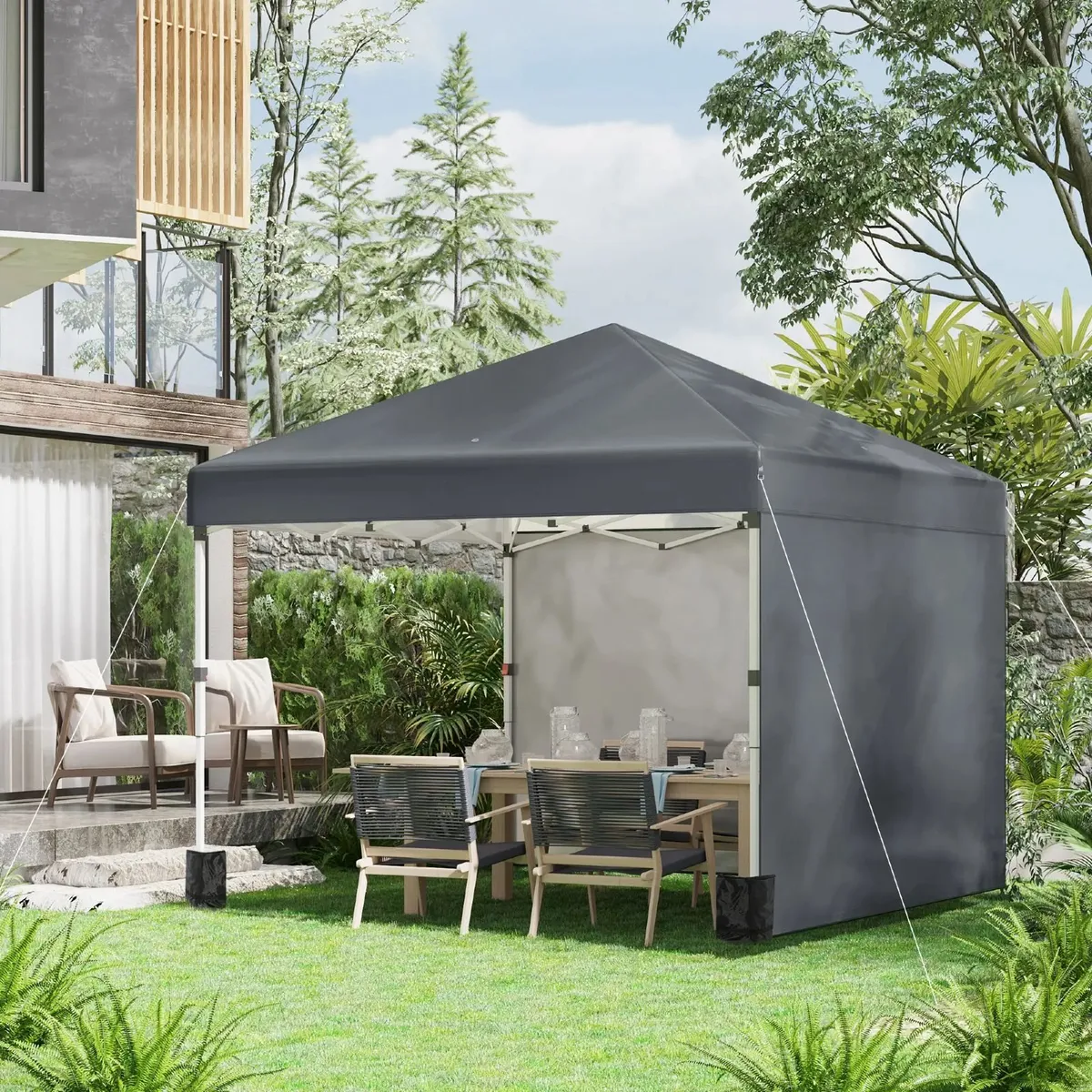 3x3 Pop Up Gazebo with Sidewalls Adjustable Garden - Image 1