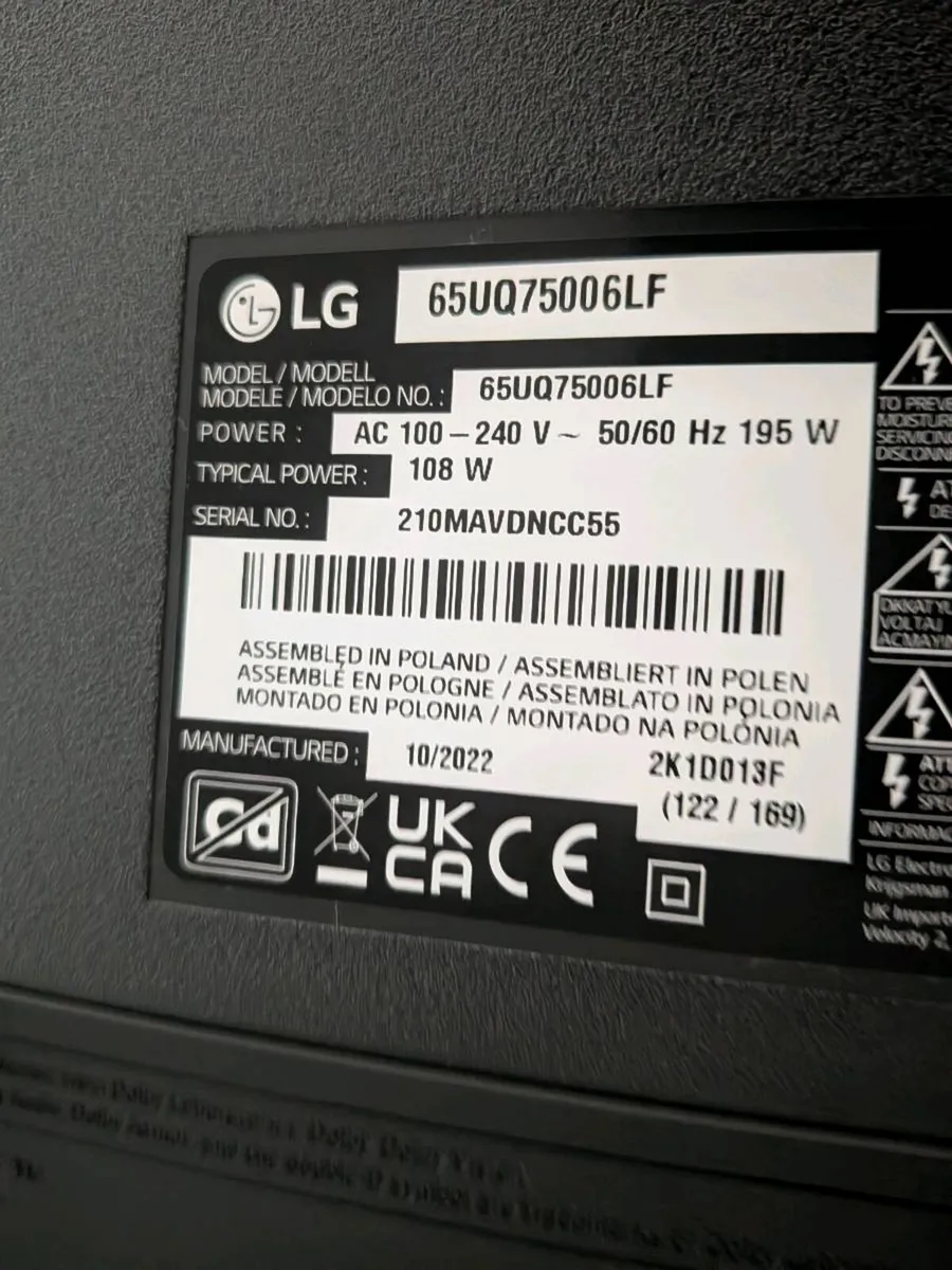 LG 65" 4K Smart TV – 65UQ75006LF – Excellent Condi - Image 2