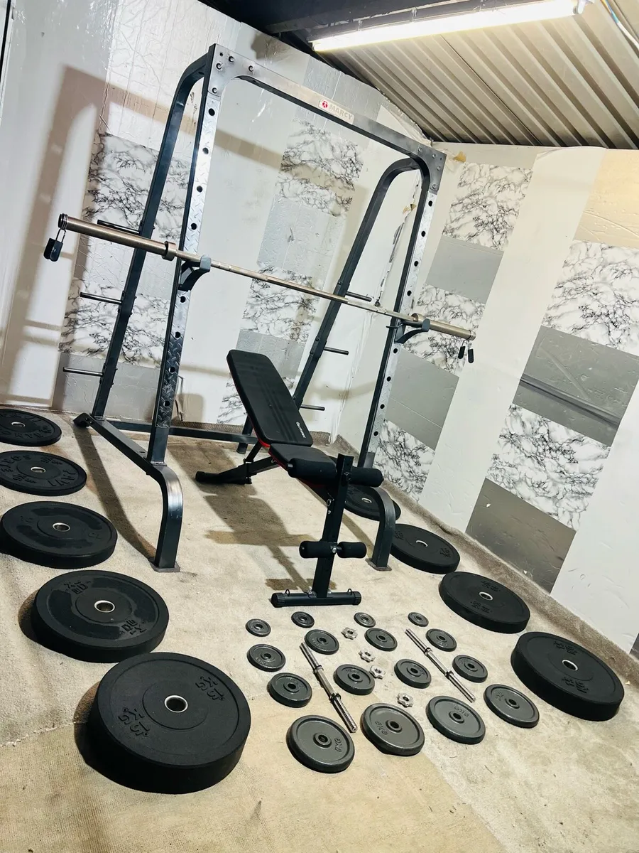 PERFECT WORKOUT SETUP 110KG OLYMPIC BAR SET BENCH - Image 1