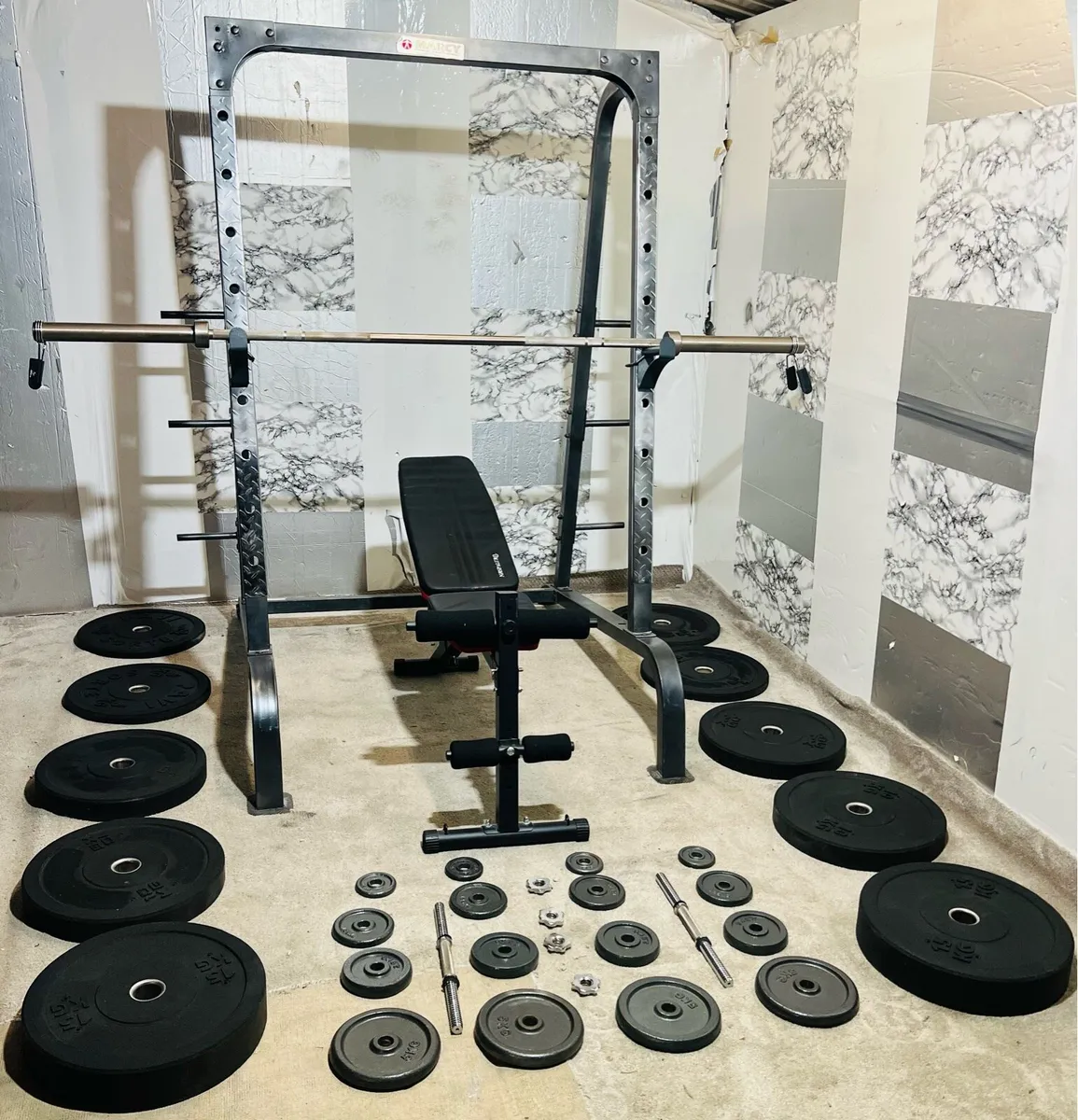 PERFECT WORKOUT SETUP 110KG OLYMPIC BAR SET BENCH - Image 2