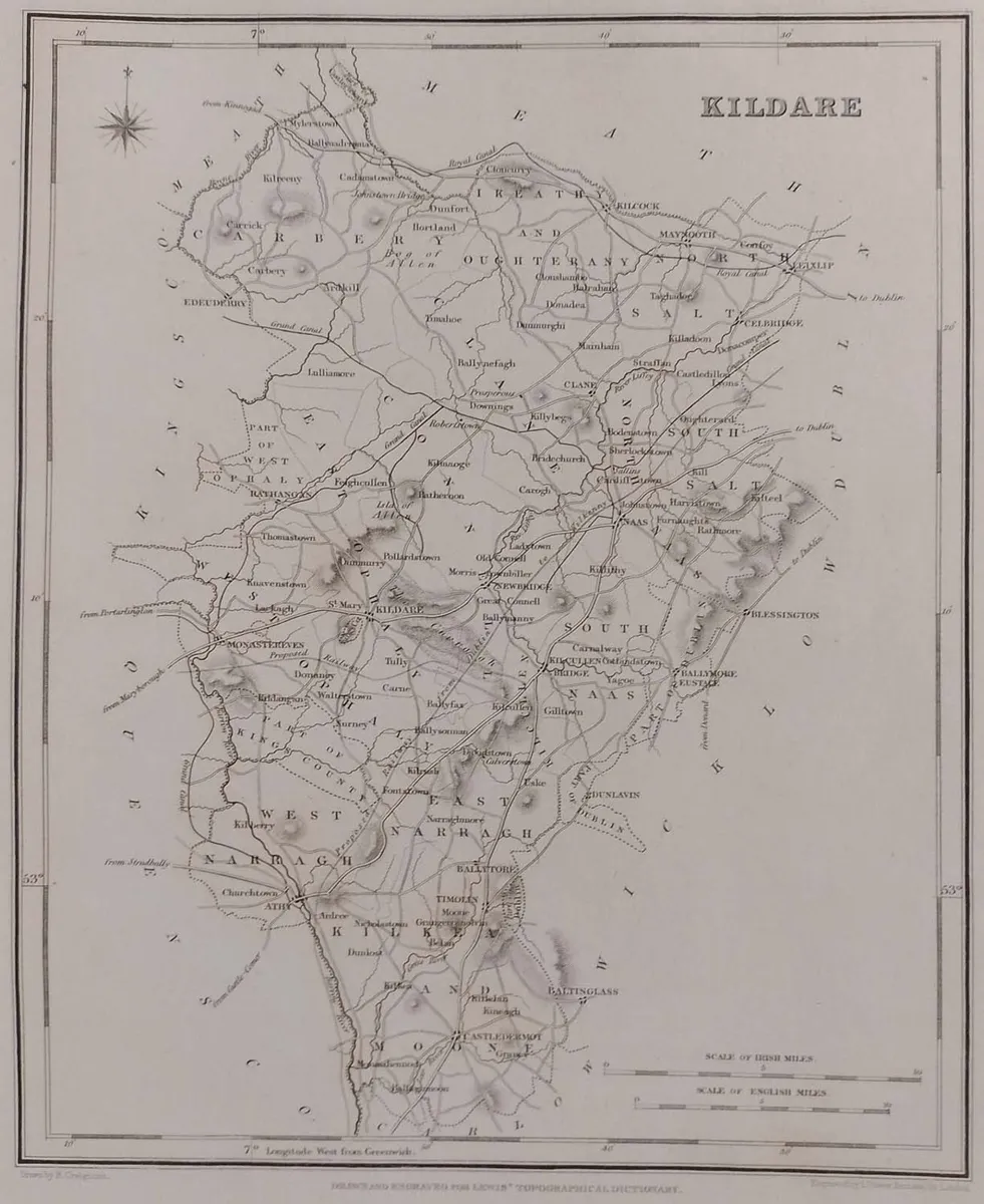 Kildare 1837 Antique Map Including Baronies - Image 1