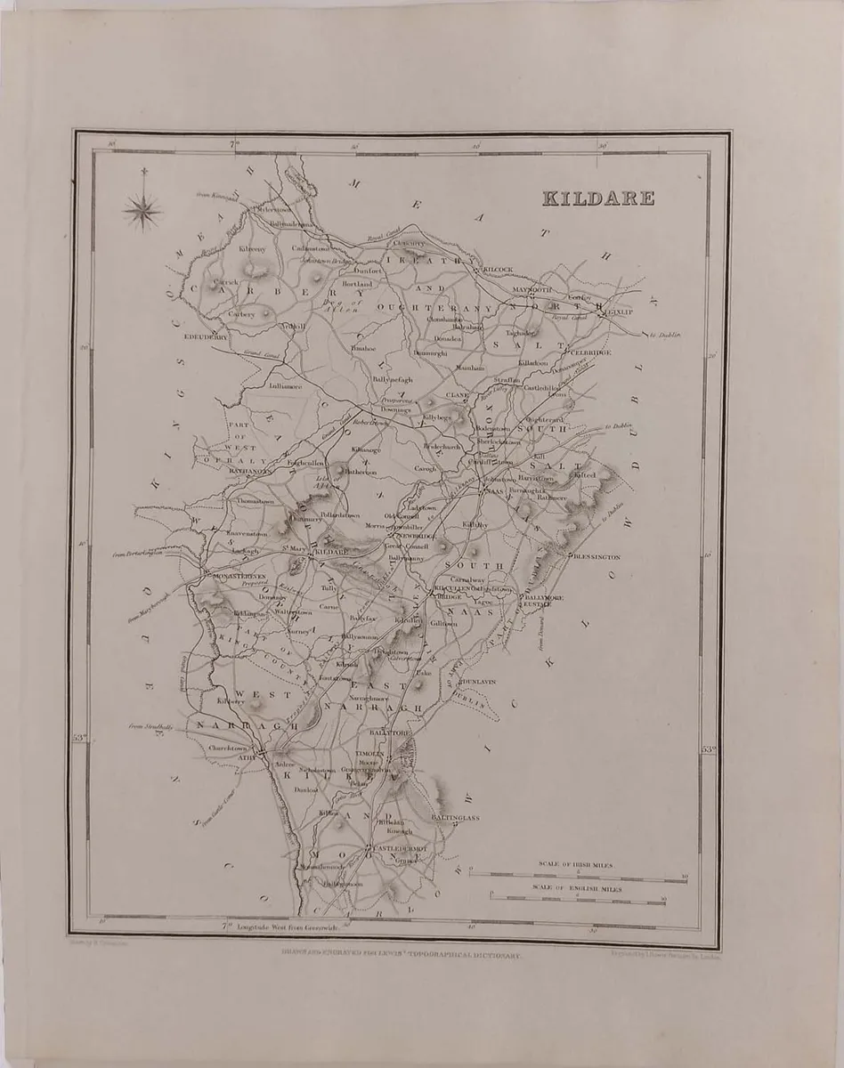 Kildare 1837 Antique Map Including Baronies - Image 2