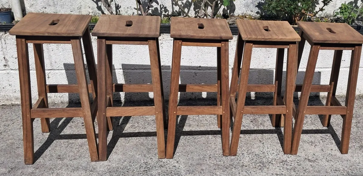 6 Teak Bar Stools