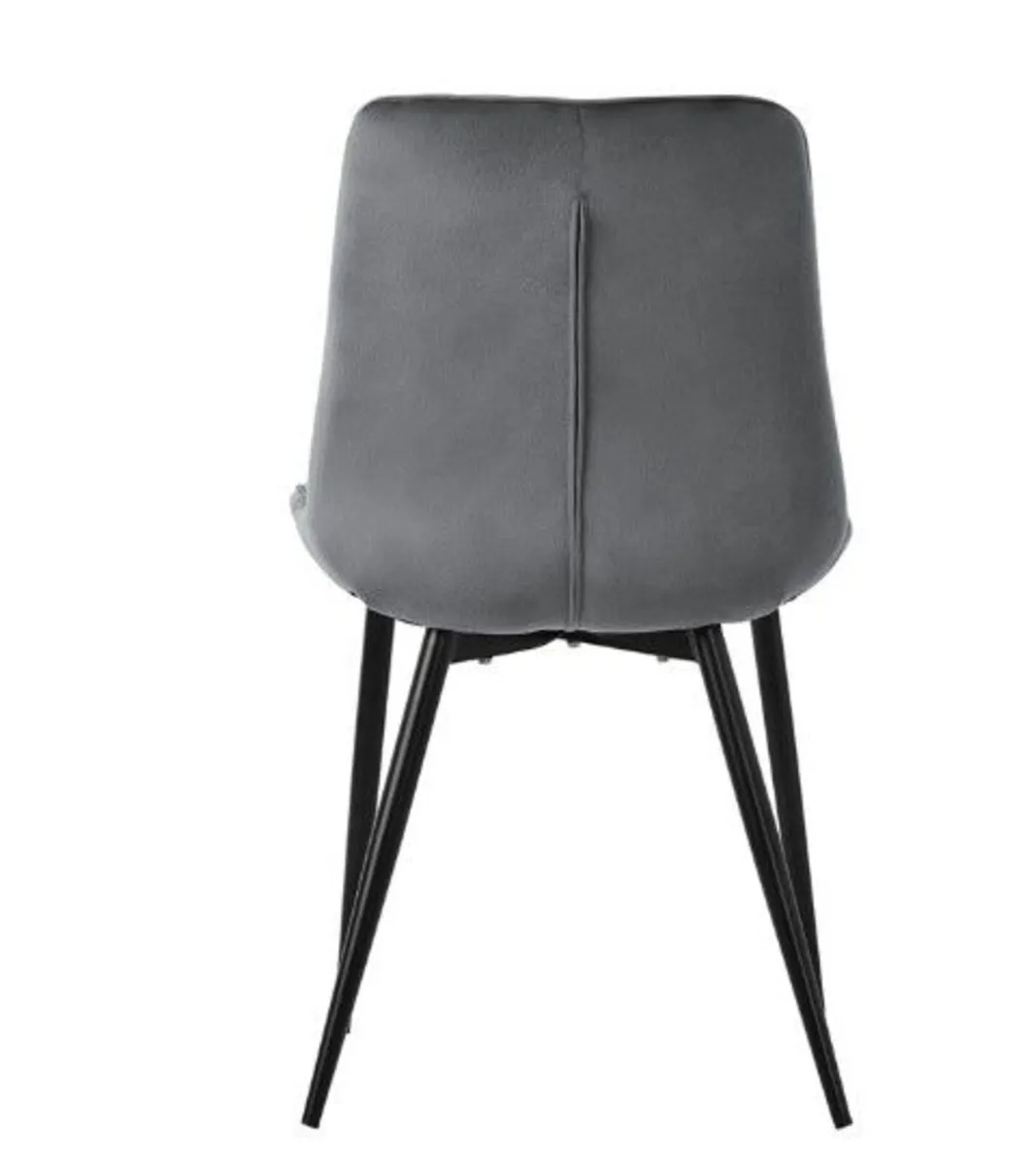 Set of 6 Grey Velvet Dining Chairs - Image 3