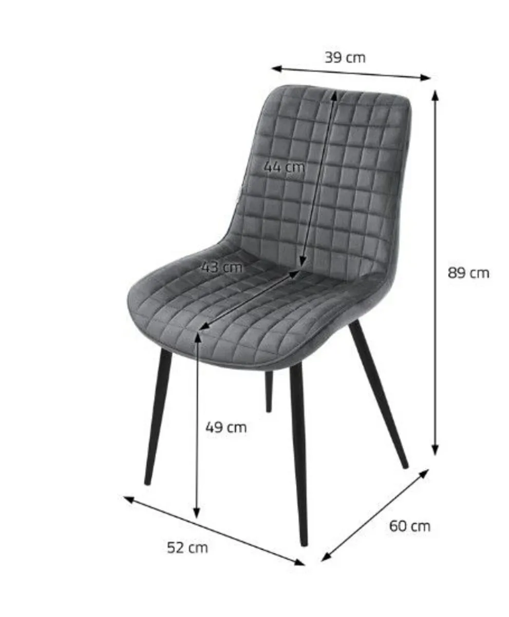 Set of 6 Grey Velvet Dining Chairs - Image 4