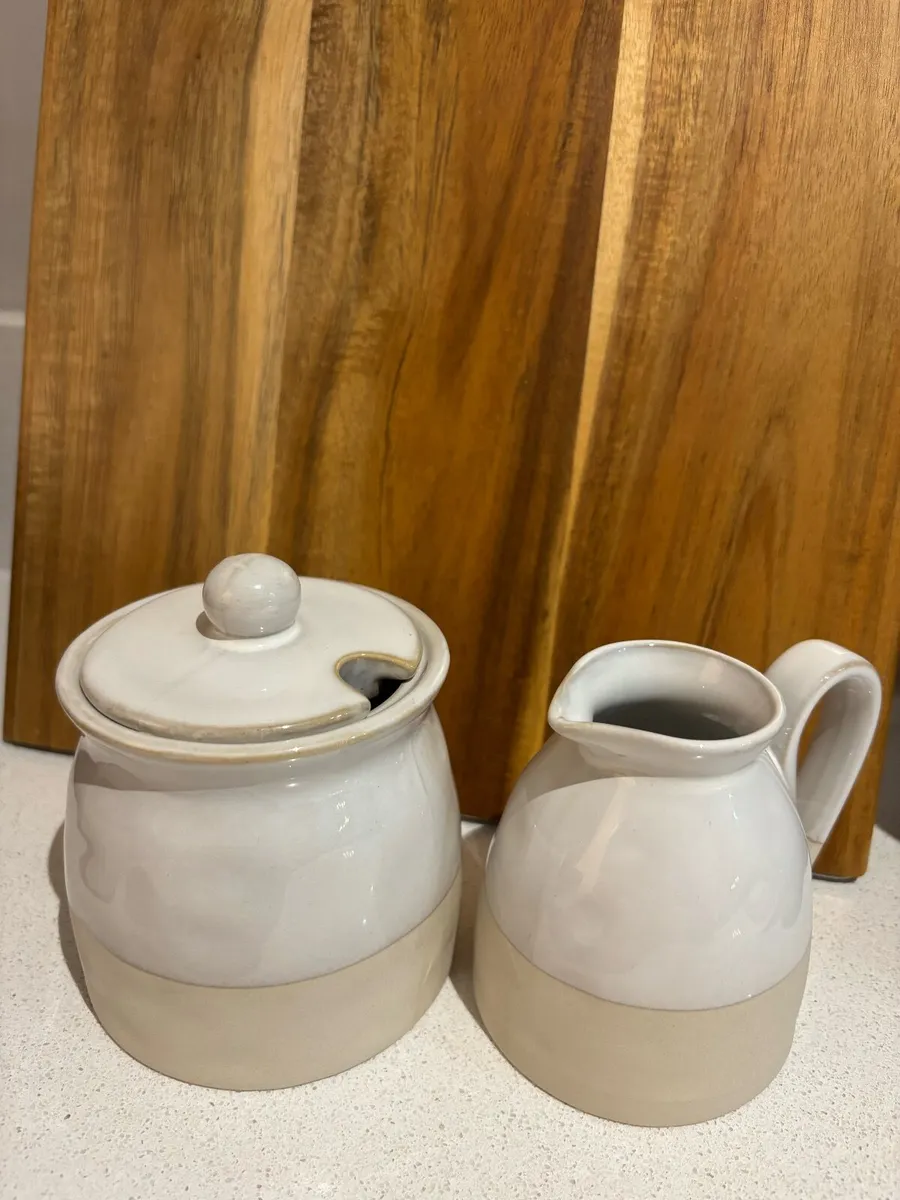 Clay Pottery Sugar and Milk Jugs - Image 1