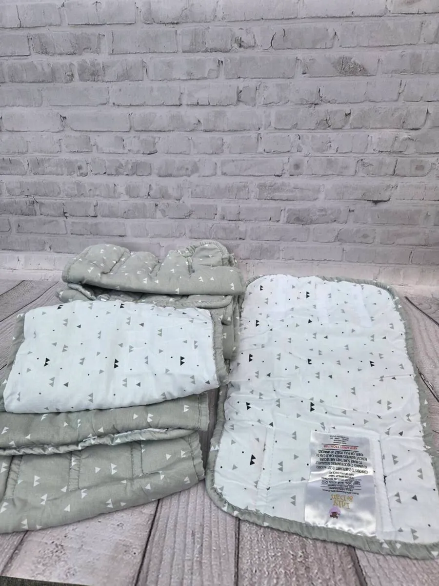 Lily & Dan 8 Piece Cot Bumper Set – Grey & White - Image 2