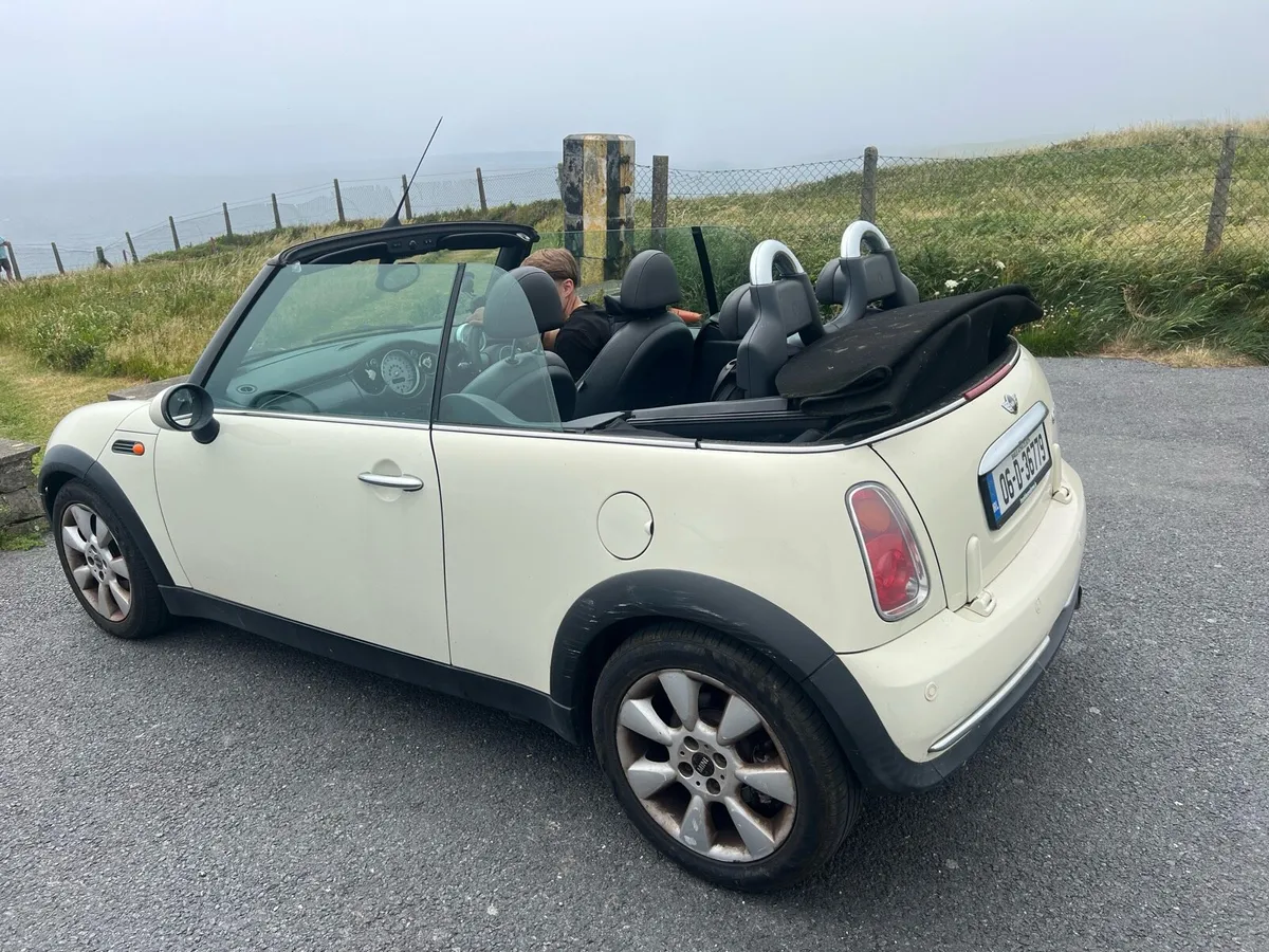 White Mini Cooper Convertible Car - Image 3
