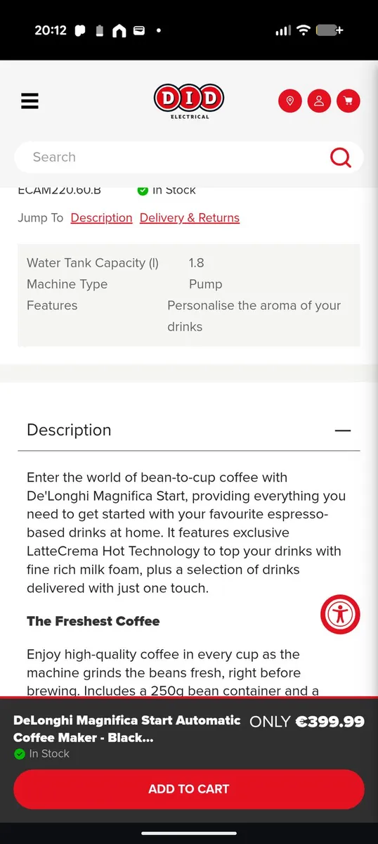 New Delonghi magnifica automatic coffee machine - Image 3