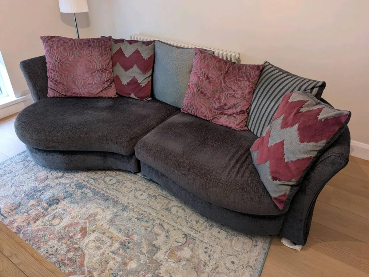🛋️ Large Curved Fabric Corner / Cuddler Sofa - Image 1