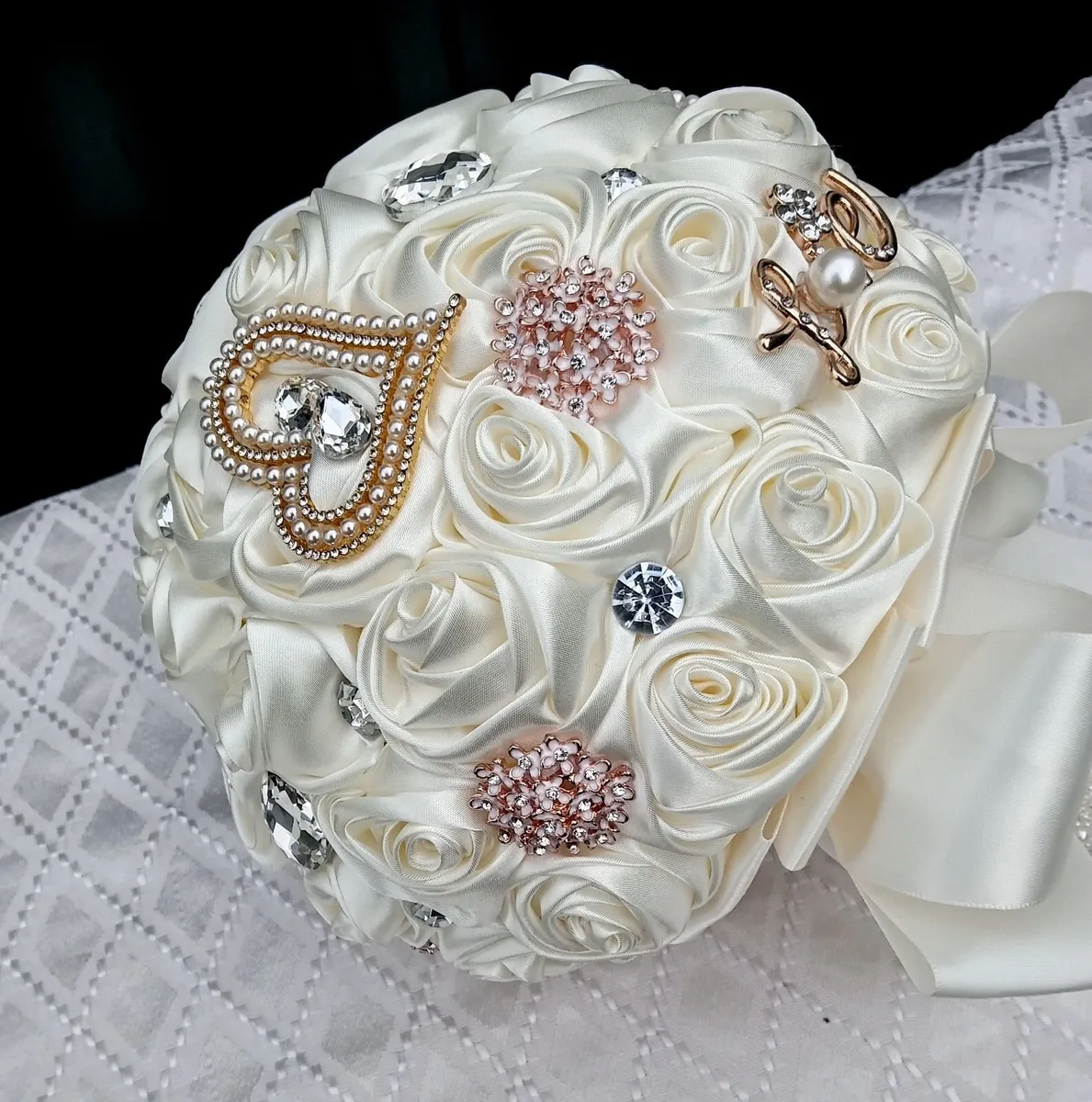 Diamonte and Pearl Wedding Bouquet - Image 1