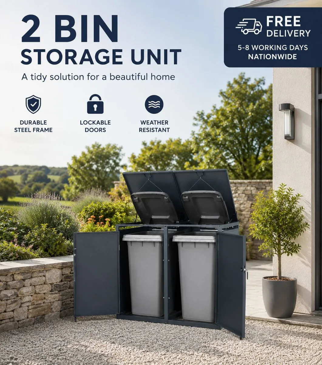 Double Metal Wheelie Bin Storage Box for 2 x 240L - Image 1