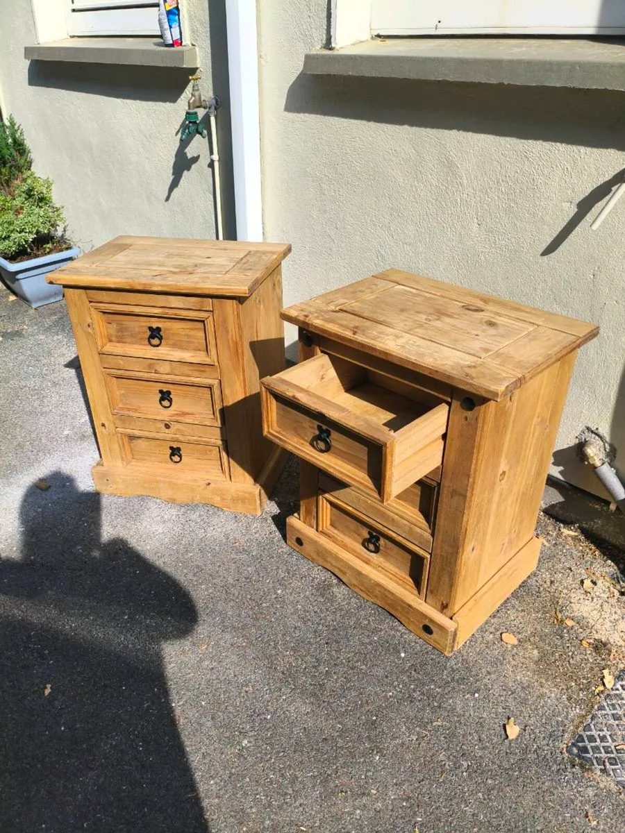 Mexican pine table and  2, locker's good condition - Image 4