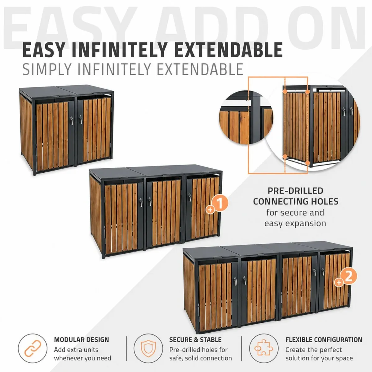 Metal Wheelie Bin Storage for 4 x 240L Bins Locka - Image 2