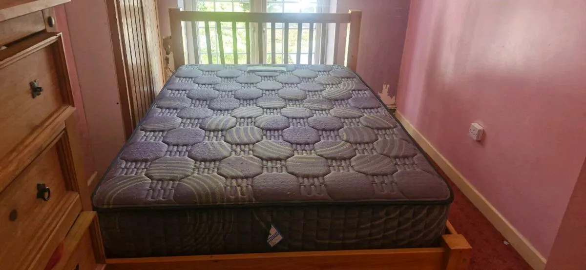 Double wooden bed & Mattress - Image 1