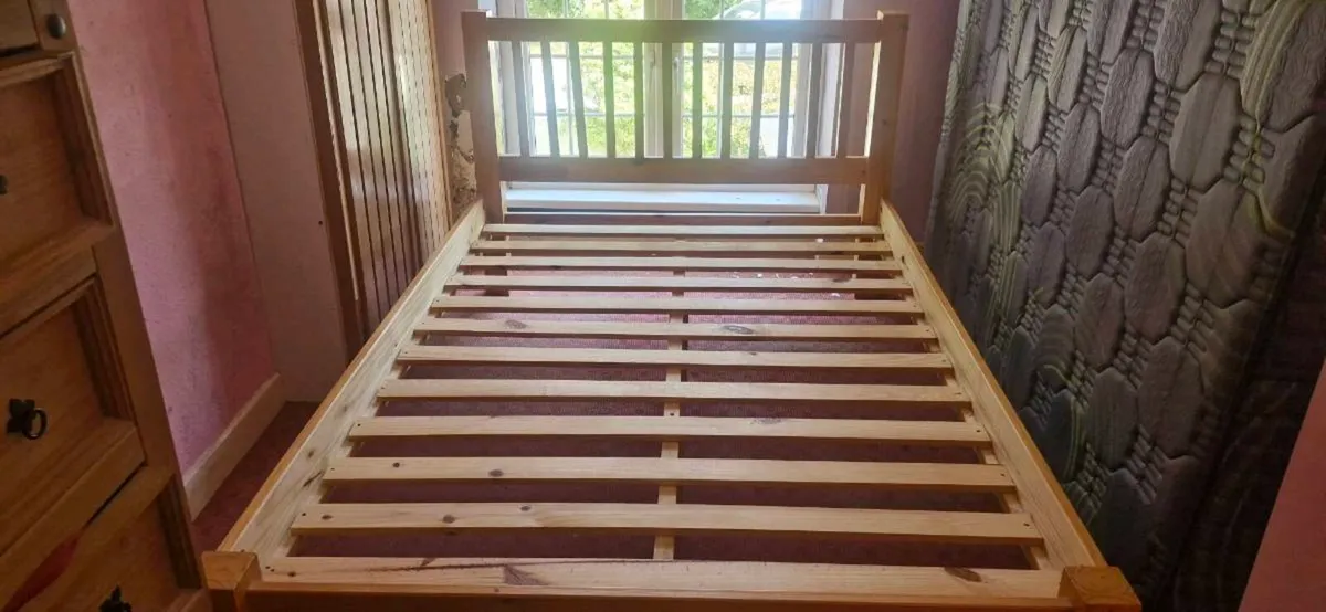 Double wooden bed & Mattress - Image 3