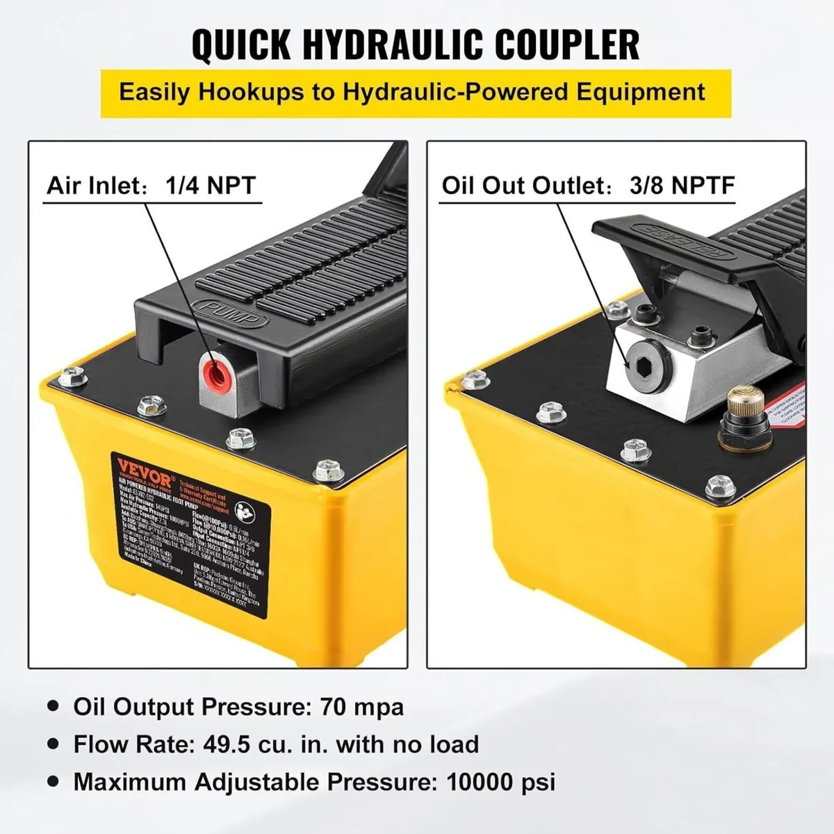 Air Hydraulic Foot Pump 10,000 PSI Heavy Duty - Image 3