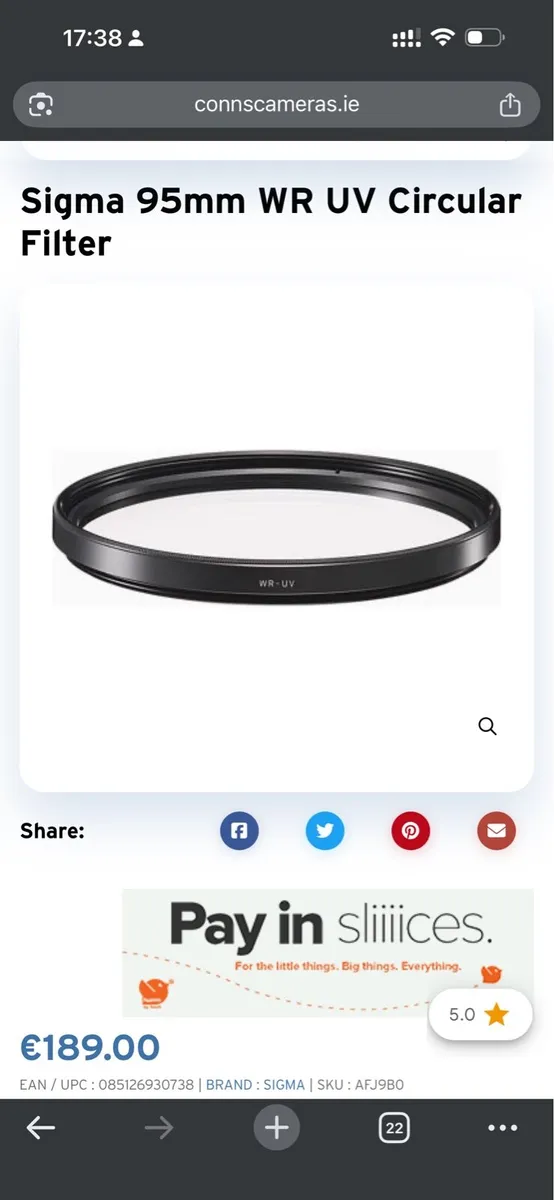Sigma 77mm 82mm 92mm WR UV Circular FIlter - Image 1