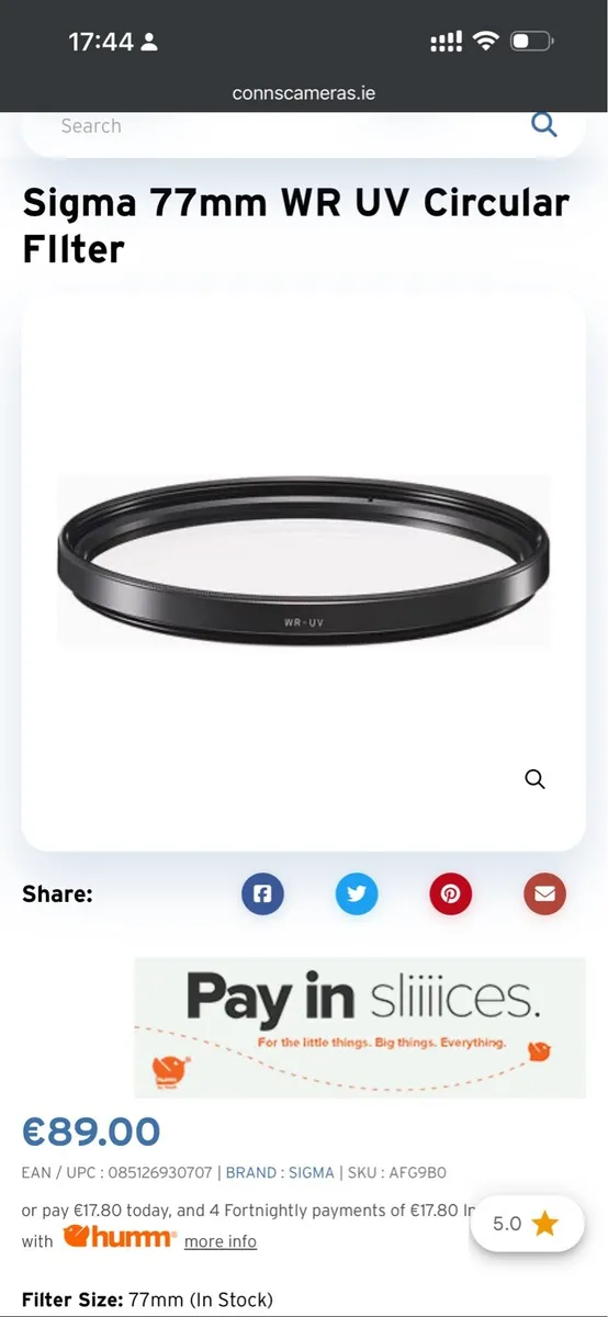 Sigma 77mm 82mm 92mm WR UV Circular FIlter - Image 2