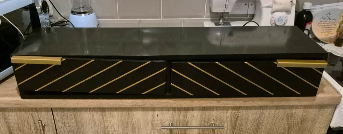BLACK AND GOLD WALL-MOUNTED STORAGE UNIT TWO DRAWE - Image 3