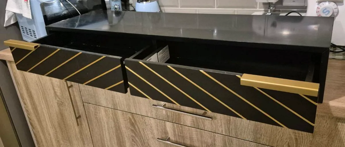 BLACK AND GOLD WALL-MOUNTED STORAGE UNIT TWO DRAWE - Image 4