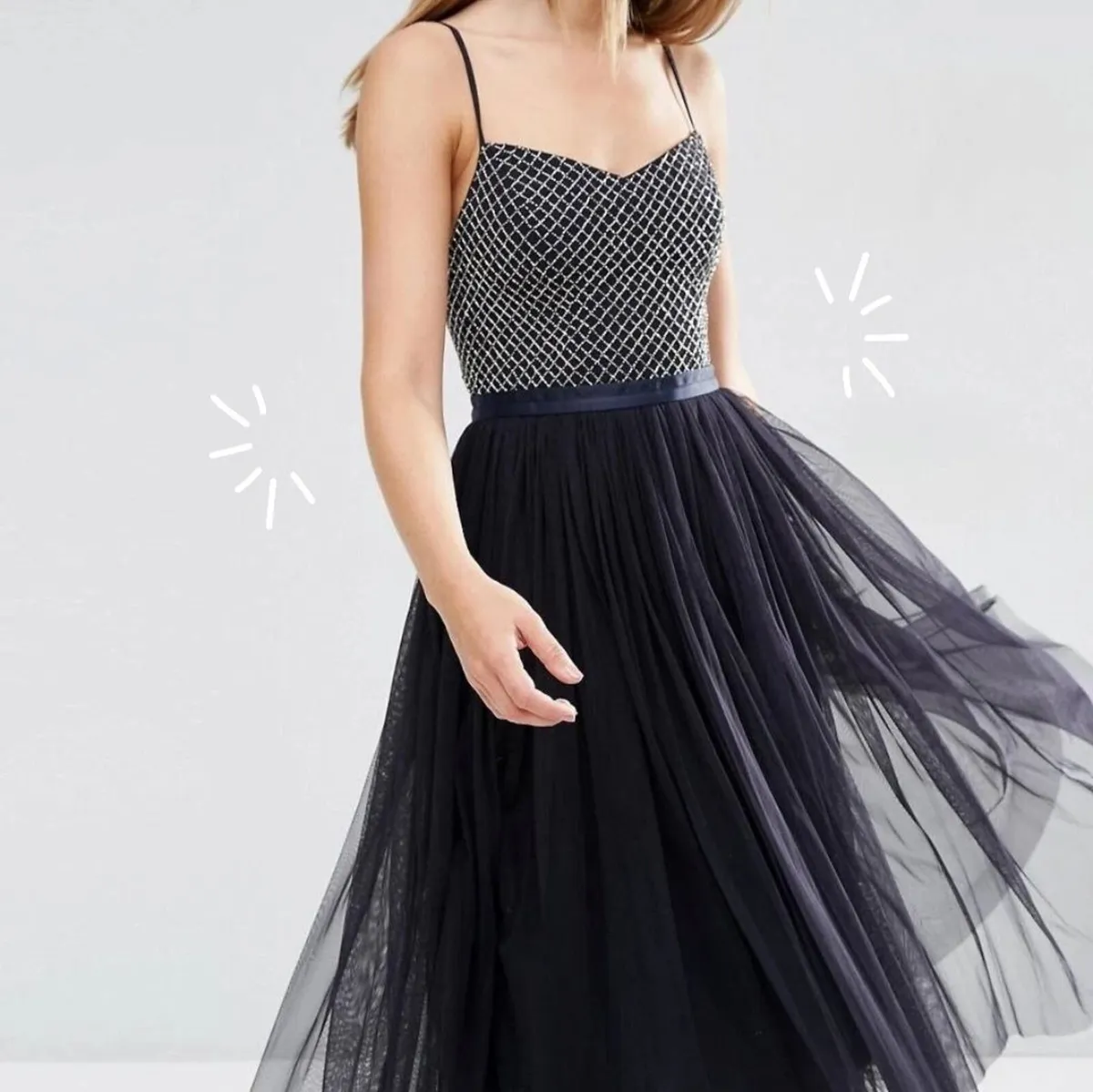 Needle & Thread Navy Sequin Mesh Tulle Dress 10UK - Image 2