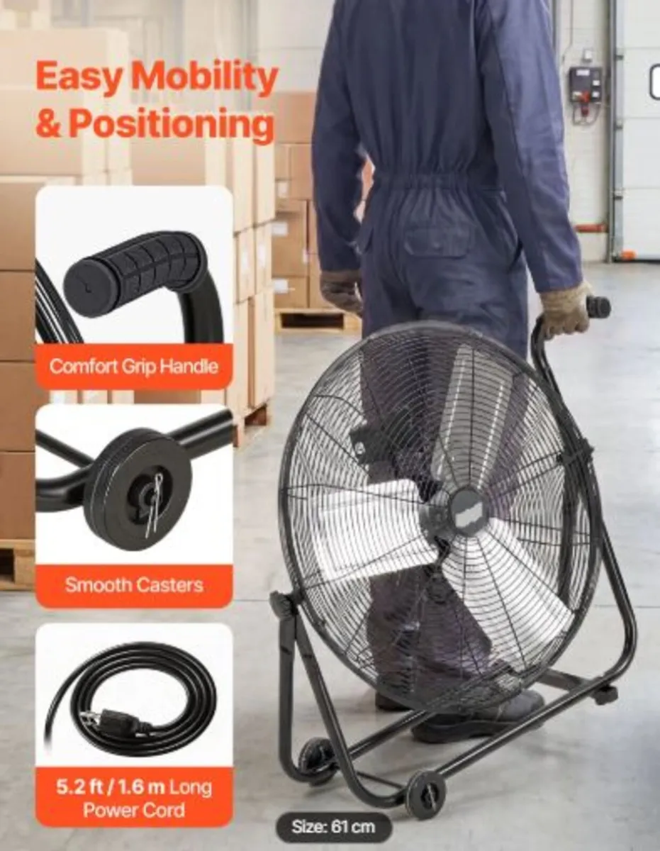 Industrial Shop Fan, 609.6 mm Floor Drum Fan,High - Image 4