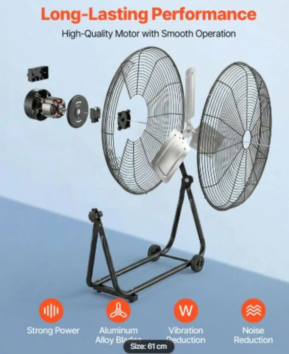 Industrial Shop Fan, 609.6 mm Floor Drum Fan,High - Image 2