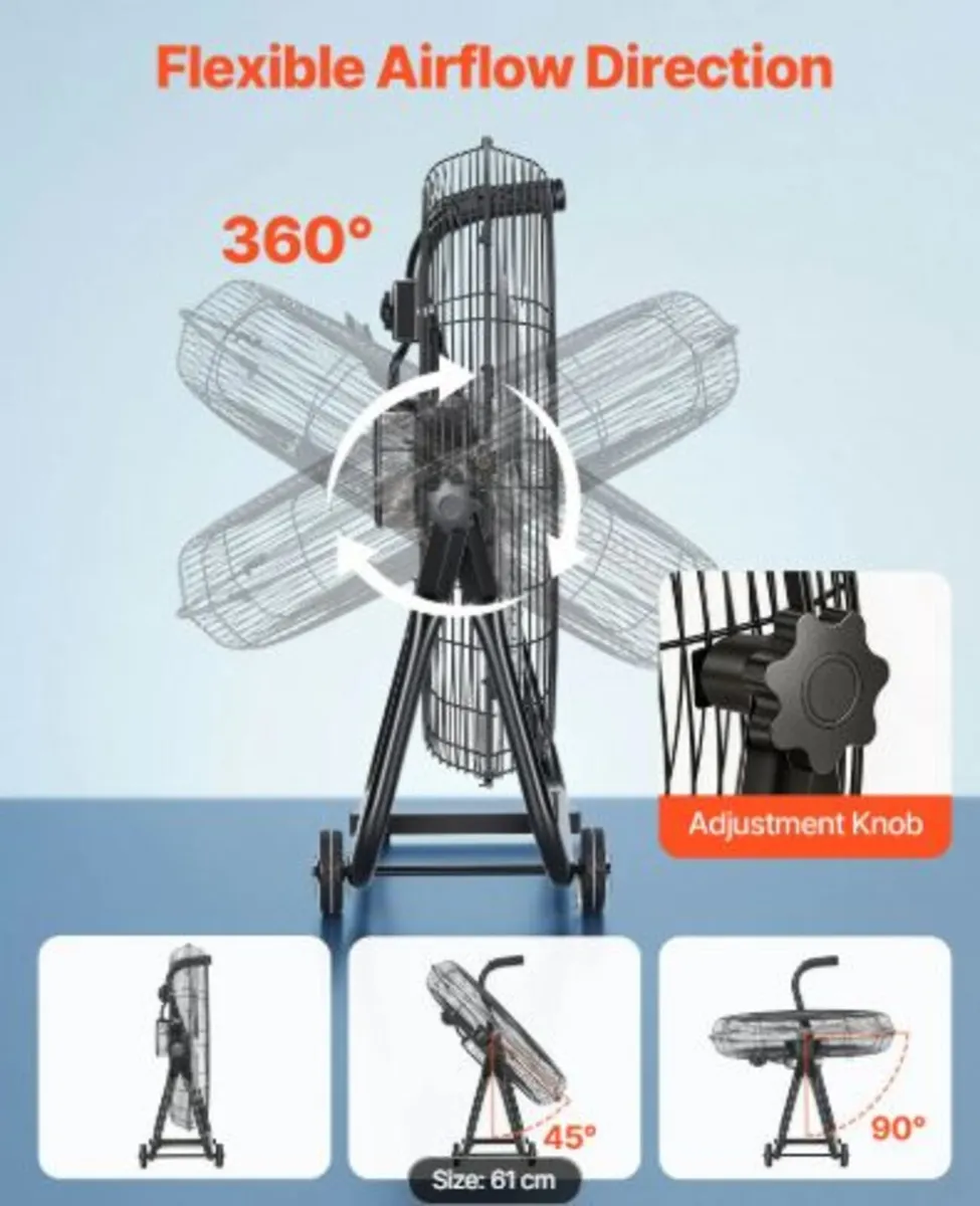 Industrial Shop Fan, 609.6 mm Floor Drum Fan,High - Image 3