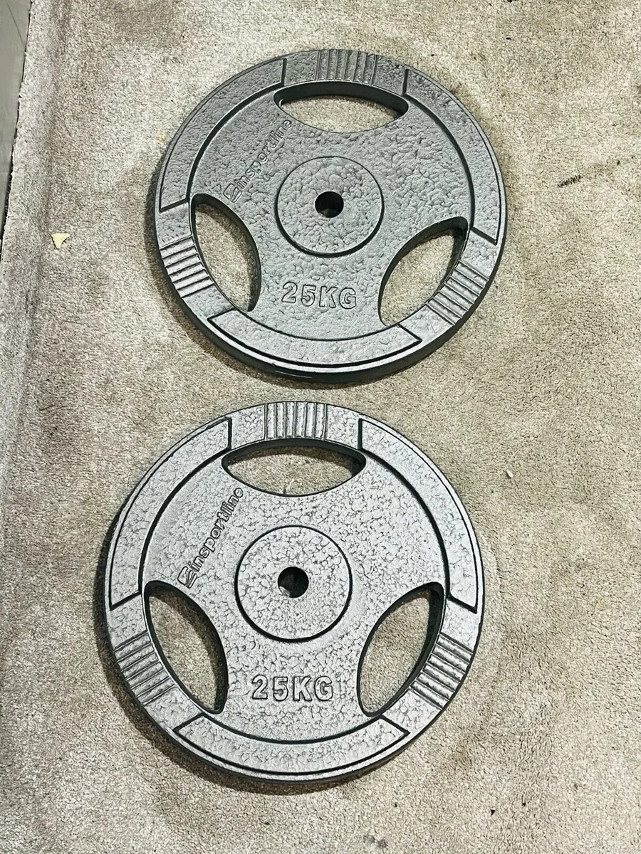 2 X 25 KG CAST IRON TRI GRIP 1” PLATS 50KG TOTAL - Image 3