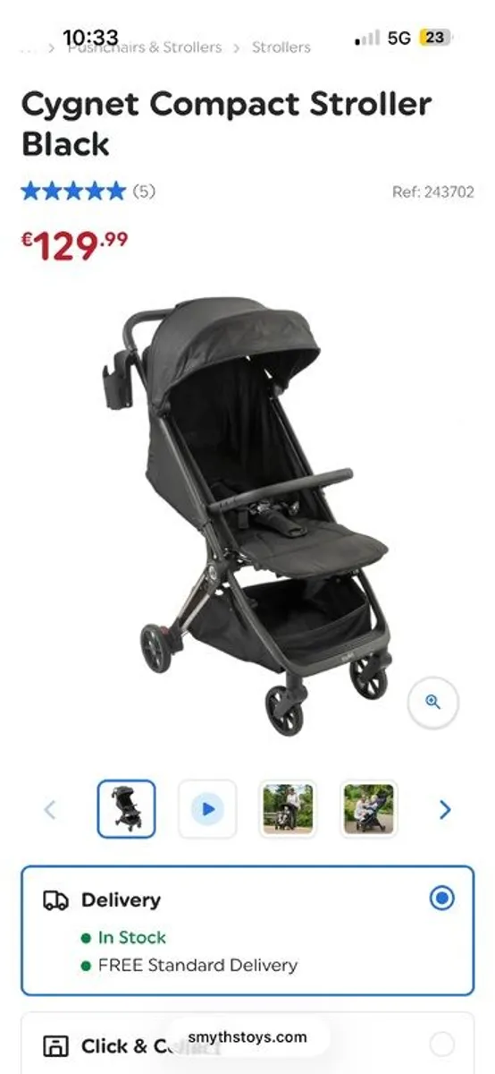 Cygnet Compact Stroller Black - Image 2