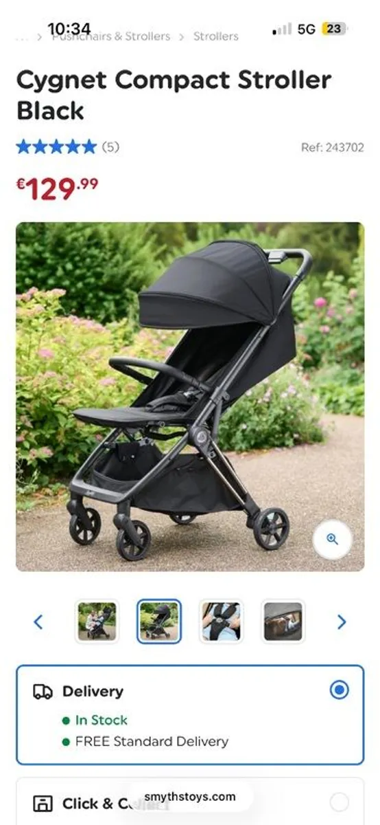 Cygnet Compact Stroller Black - Image 3
