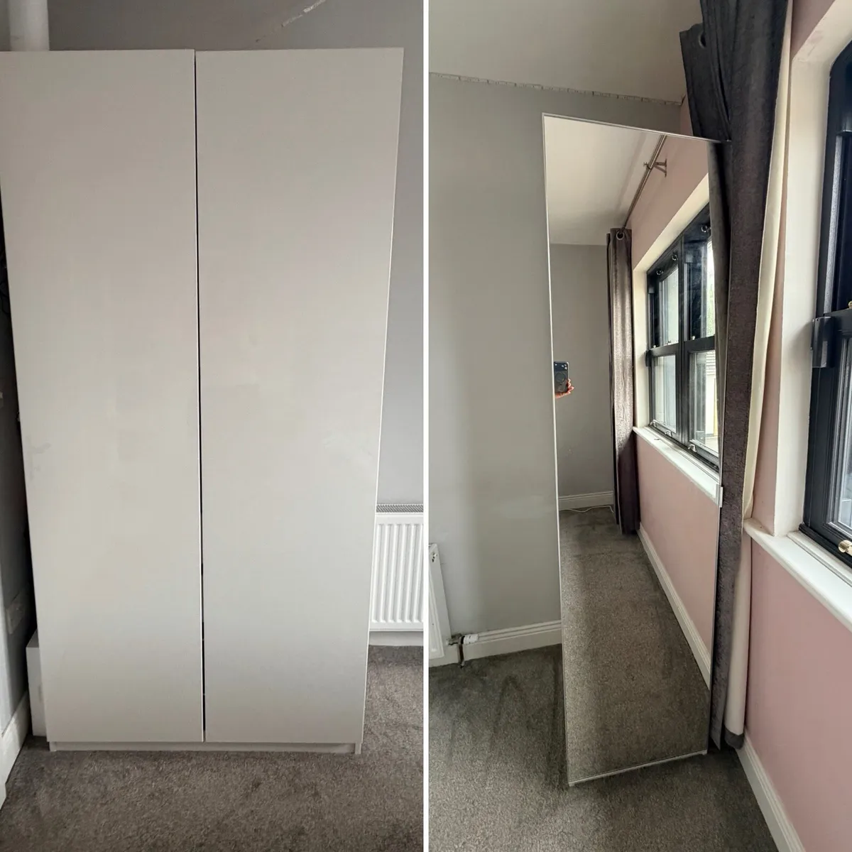 3 door white Wardrobe with long mirror detail - Image 1