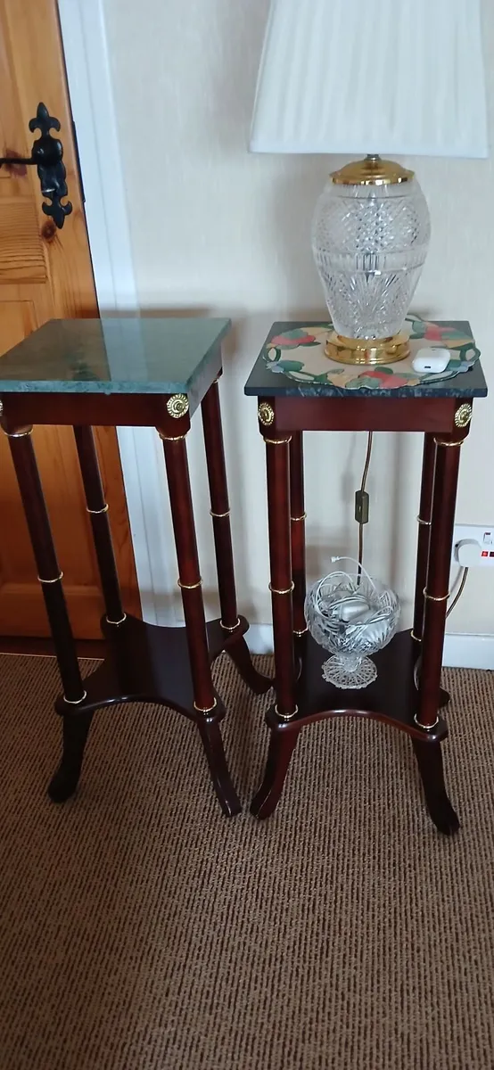 Pair of lovely vintage tables with marble tops. - Image 1