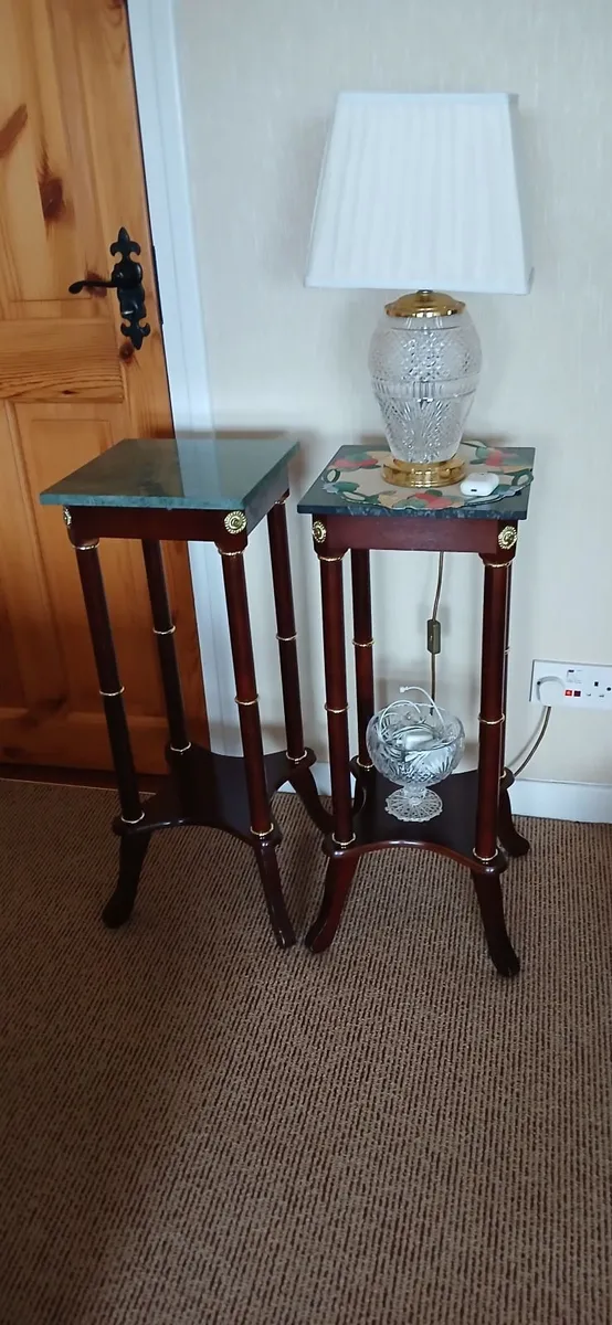 Pair of lovely vintage tables with marble tops. - Image 2