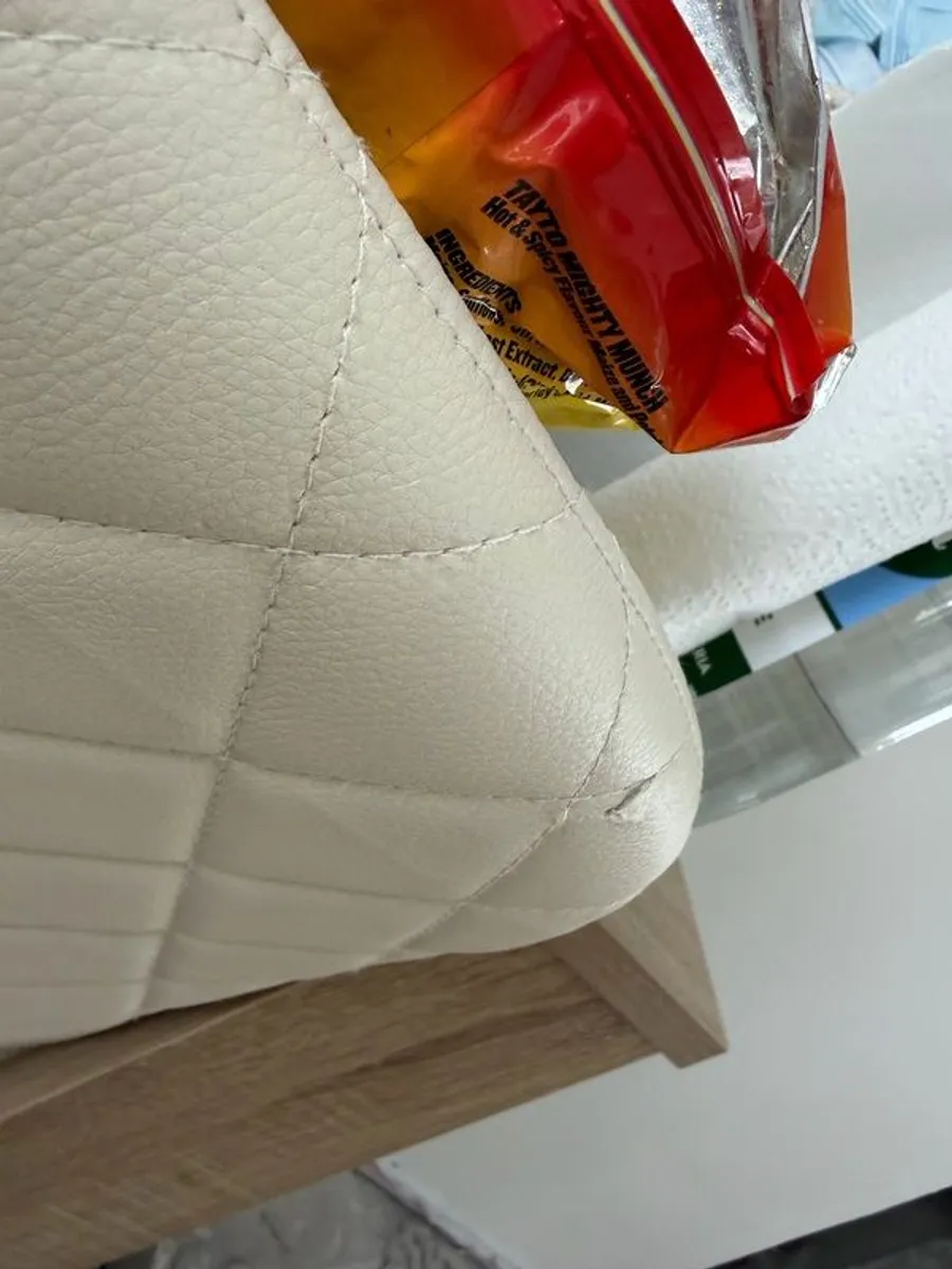 4 cream quilted faux leather dining chairs - Image 2