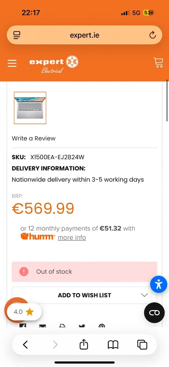 ASUS VivoBook X1500EA 15.6" Laptop - Image 2