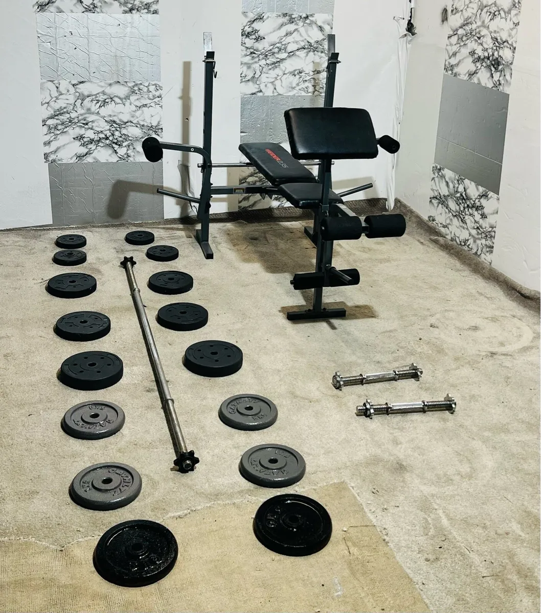 50KG DUMBBELLS BARBELL SET ADJUSTABLE BENCH - Image 2