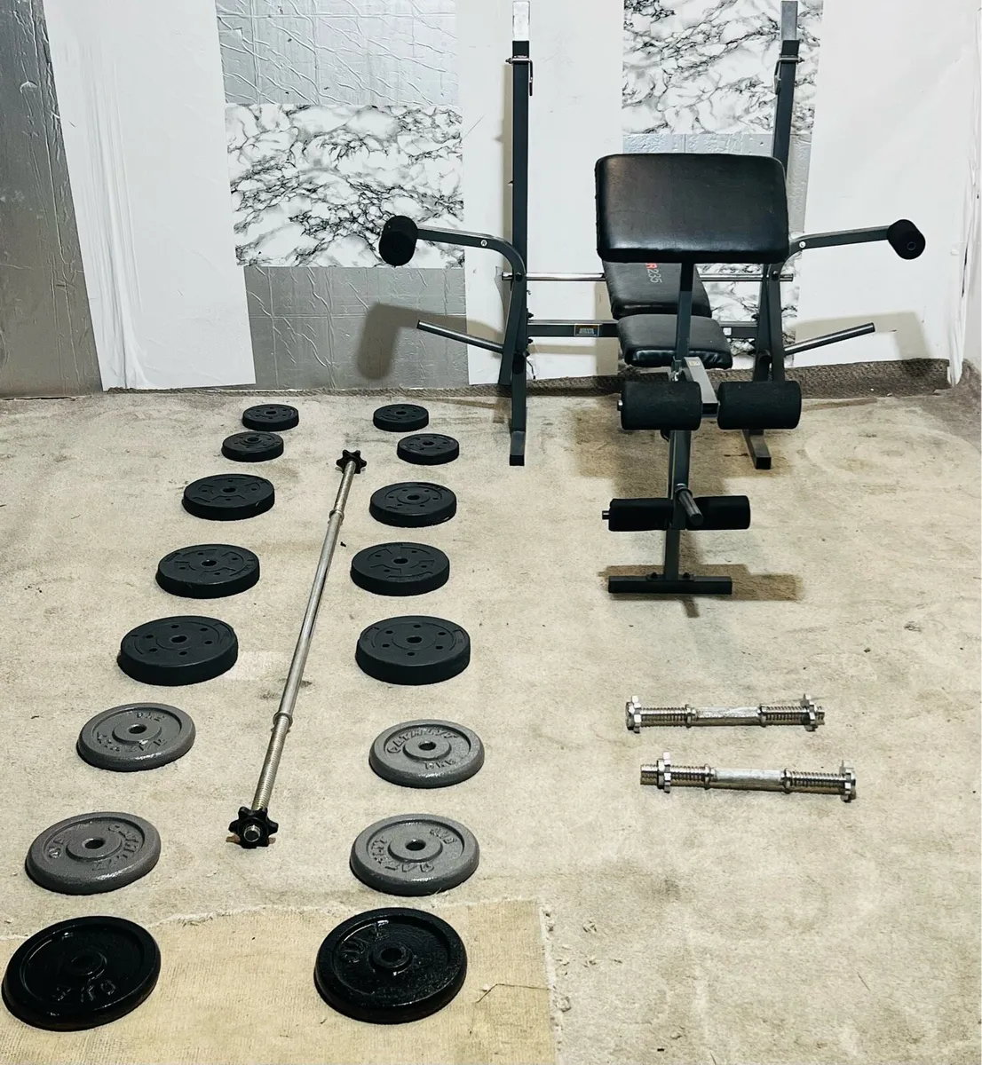 50KG DUMBBELLS BARBELL SET ADJUSTABLE BENCH - Image 3