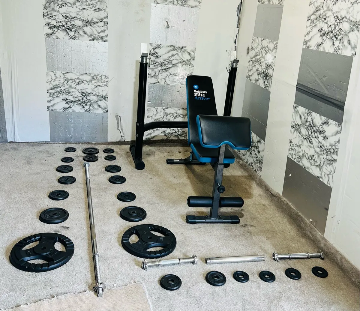 CAST IRON WEIGHTS ADJUSTABLE RACK BENCH BAR - Image 2