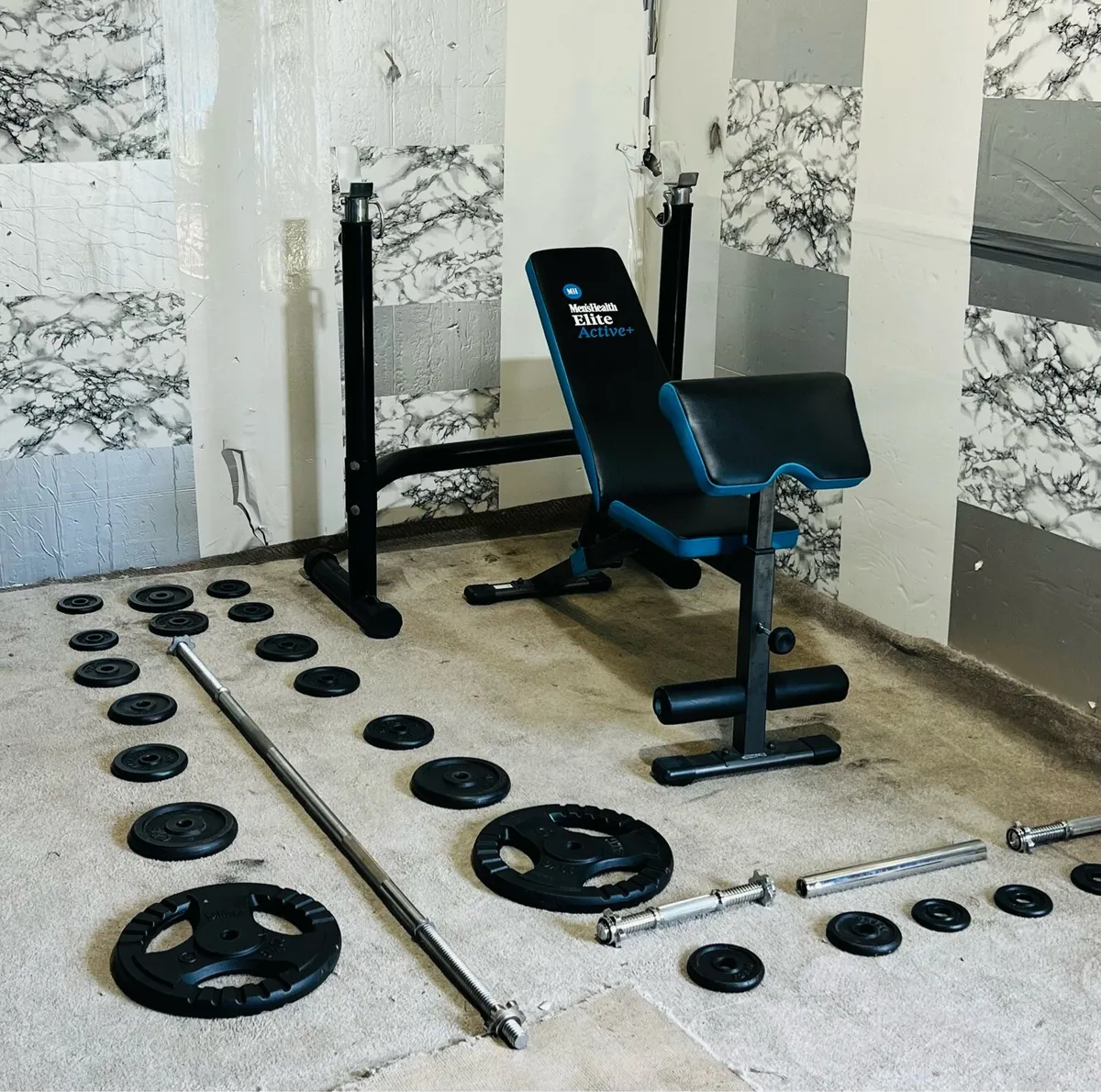 CAST IRON WEIGHTS ADJUSTABLE RACK BENCH BAR - Image 3