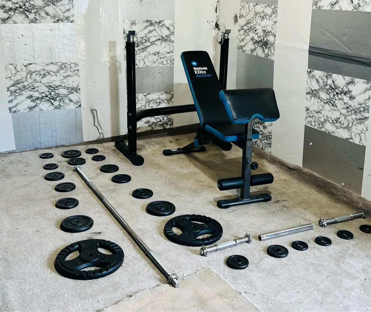 CAST IRON WEIGHTS ADJUSTABLE RACK BENCH BAR - Image 4